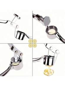 1/2 piezas Prensa de ajo de acero inoxidable - Multiusos, trituradora y exprimidor lavable con exprimidor de jengibre - Accesorio de cocina esencial
