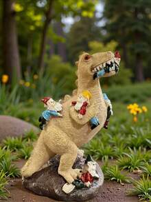 1件可爱恐龙装饰品，户外装饰，恐龙抱着圣诞老人树脂摆件，圣诞派对装饰 - 彩色 - 查看 9