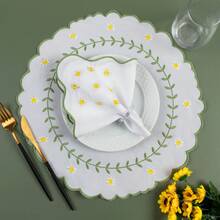 Placemat Kit, Embroidered Placemat, Round/Rectangular Table Placemat And Napkins - Daisy - View 1