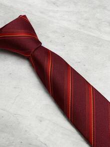 Luxury Men's Skinny Ties Polyester Silk Solid Polka Dot Striped Check Skinny Jacquard Groomsman Tie - 玫瑰紅 - 查看 4