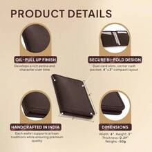 Cartera Plegable Vintage Tarjetero Organizador de Dinero Cartera Minimalista Para Hombres y Mujeres Piel Autntica Diseo Delgado Cartera Clsica Organizador Compacto Marrn - marrón - Ver 4