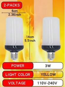 1pc/2pcs/3pcs/4pcs LED Flame Light Bulbs, Yellow/Blue Flickering Light Bulbs With Upside Down Effect, 4 Modes Fire Light Bulbs, E26/E27 Base Flame Bulb For Halloween, Christmas, Party, Indoor And Outdoor Home Decorations