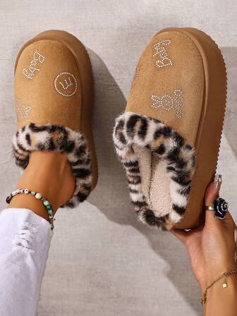 Fluffiga fodrade tofflor, mjuka varma skor, gula skor för höst/vinter, halkfria slip-on pälsfodrade vardagstofflor, halkfria varma