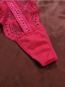 6 pezzi/confezione Mutandine in pizzo multicolore, biancheria intima da donna sexy con fiocco, perizoma in pizzo trasparente a vita bassa senza cuciture