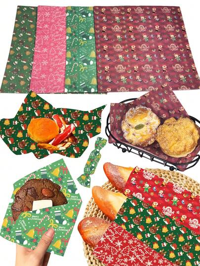 100pcs Christmas Pattern Sandwich Paper, Grease-Proof For Sandwiches, Burgers, Fried Chicken Etc. - Kitchen Supplies, Baking Essentials, Christmas Theme Christmas Christmas Decorations Christmas Pajamas Christmas Gifts Christmas Decor