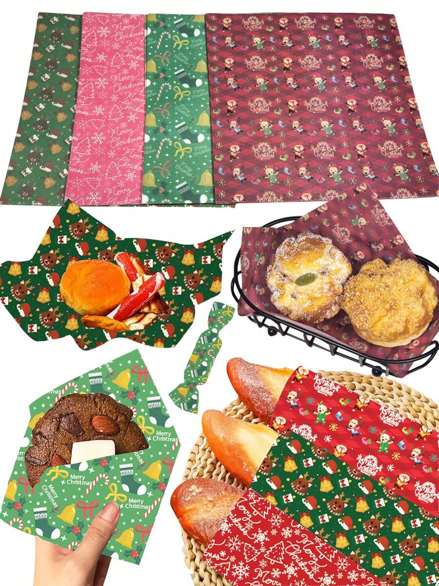 100pcs Christmas Pattern Sandwich Paper, Grease-Proof For Sandwiches ...