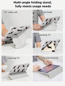 Funda de tableta de cristal transparente de acrílico con diseño de cachorro de dibujos animados de doble cara, compatible con Samsung Galaxy Tab A9, iPad Air 11 pulgadas (M2) 2024 e iPad de 10.a generación - resistente a golpes, con ranura para lápiz, función de suspender/activar, soportes plegables - regalo perfecto para Navidad, vacaciones y Año Nuevo