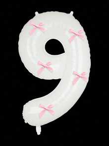 Balões metalizados brancos com números de 0 a 9, 81 cm (32 polegadas), com laço rosa. Ideais para festas de aniversário, Dia dos Namorados, aniversários de casamento, Natal e Ano Novo. - Branco - Ver 18