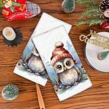 2/4 Piezas Juego, Paños de Cocina con Estampado de Búho en la Nieve, Navidad, Toallas Modernas de Microfibra Super Absorbentes para Cocinar y Hornear, Paños de Cocina Estampados, Toallas de Limpieza, Toallas de Mano, Toallas de Té, Ultra Suaves y Altamente Absorbentes, Gran Regalo para Vecinos, Madres, Amigos, Cumpleaños, Navidad, Decoración Navideña, Obsequio de Inauguración, Accesorios de Cocina, Decoración de Cocina, Artículos Esenciales Diarios - Multicolor - Ver 3