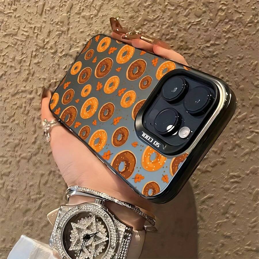 Funda de teléfono con patrón de donuts para 16 15 14 13 12 11 Pro X XR XSMAX 8 Plus - Superficie mate a prueba de golpes - Colores mixtos - Ver 1