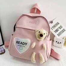 Women's Backpack Random Shipment Model Small Girl With Teddy Bear Decoration Cute Casual Backpack - 粉色 - 查看 2