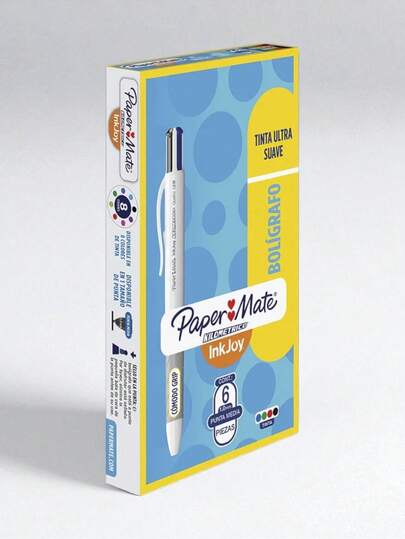  Bolígrafo Cuatricolor Caja con 6 Piezas Kilométrico, BOLIGRAFO CUATRICOLOR MEDIANO KILOMETRICO INKJOY Paper Mate Kilométrico es un bolígrafo que te permitirá escribir de forma continua por más tiempo,Caja con 6 pzas, Contiene 4 colores en 1 mismo bolígrafo, Punta media de 1,00mm.|