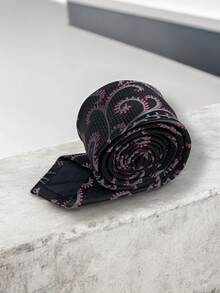 Luxury Men's Skinny Ties Polyester Silk Solid Polka Dot Striped Check Skinny Jacquard Groomsman Tie - 紫色 - 查看 2