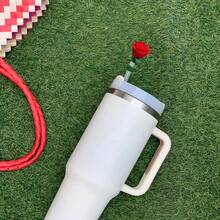10mm Cute Flower Silicone Straw Cap, Dust-Proof Rose Straw Sleeve, Cartoon Water Bottle Straw Accessories, Valentine's Day Gift - Multicolor - View 6