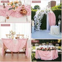 10ft Solid Color Pleated Bohemian Style Cheese Cloth Table Runner, Gray-Pink, 1pc - وردي - مشاهدة 7