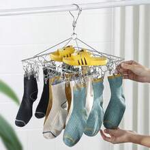 40夹不锈钢旋转晾衣架，可折叠，带夹子，适用于晾晒衣物/袜子/内衣，阳台、宿舍、酒店等场所的理想之选。