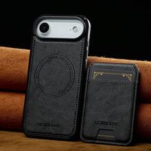 OUKNOEO Detachable Magnetic Wireless Charging Faux Leather Phone Case, Compatible With IPhone 17 Air 16e 15 14 13 Pro Max S26 S25 Edge S24 Ultra Plus A37 A57 Pixel 10 9 8 7, With Card Holder, 3 Card Slots, Anti-Theft Card Pocket - Black - View 81