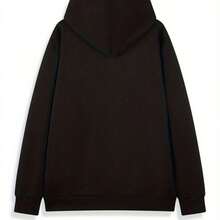 Oversized Men's Gothic Skull Rose Print Hoodie - Heavy 100% Casual Pullover, Loose Street Style With White Gothic Design, Machine Washable Four Seasons Fashion (Black And White Contrast) - Suitable For Concerts And Daily Wear - Black - View 10