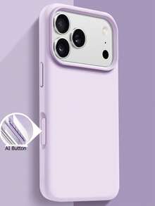 1pc Luxury Candy Color Liquid Silicone AI Button Phone Case, Suitable For IPhone 17 Air 16 15 14 13 12 11 Pro Max Plus | Ultra-Thin Shock-Proof Protection | Phone - Purple - View 4