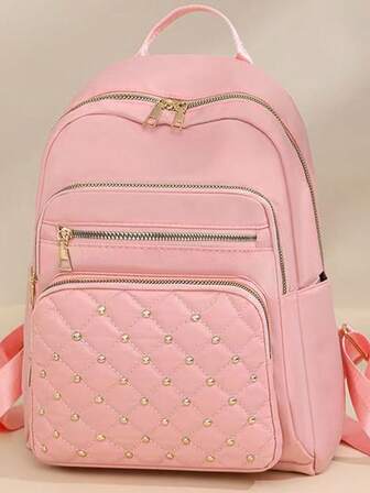 Ryggsäck Dam Ny Diamond Lattice Stor Kapacitet Resa Mode Allt Casual Väska Oxford Tyg Damryggsäck