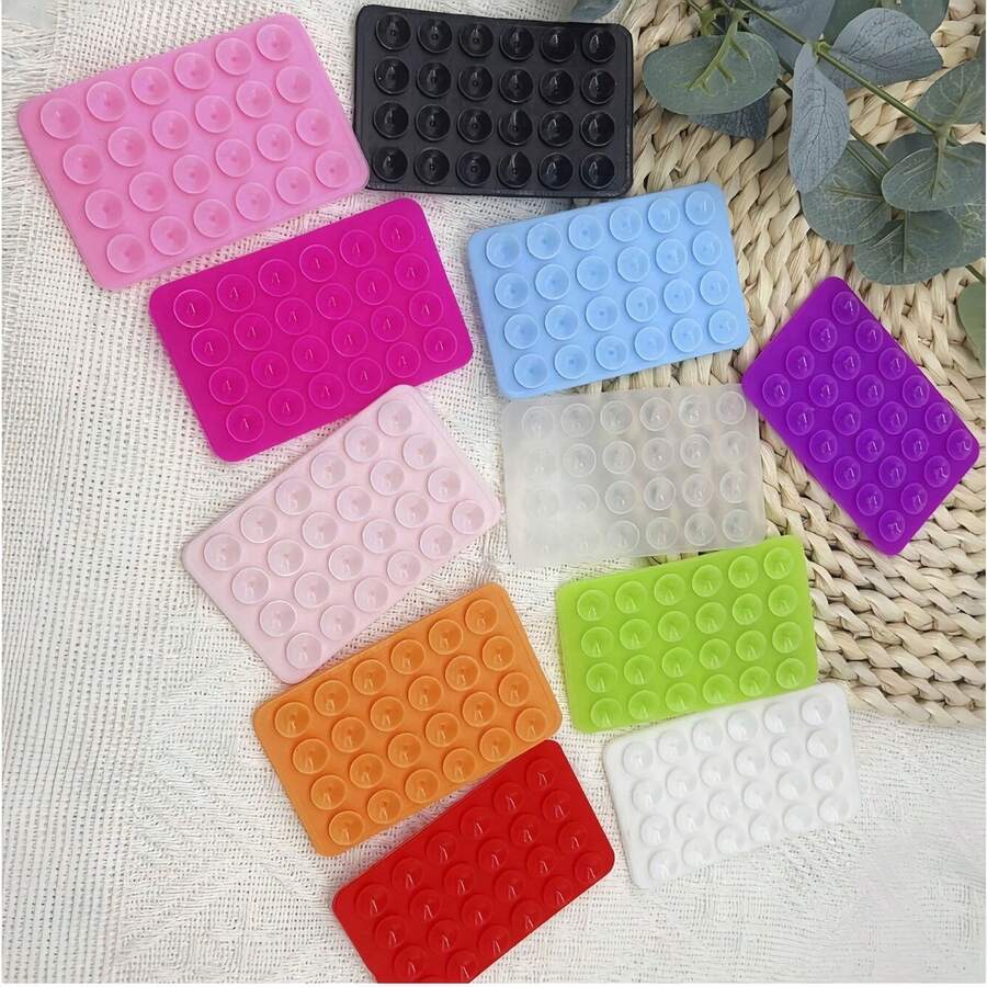 Silicone Suction Cup Phone Case Adhesive Installation, 24 Hole Adhesive Phone Grip, With Higher Suction Power, Detachable Hands-Free Strong Grip Silicone Suction Cup Phone Case, Suitable For Selfies And Videos, Suitable For Influential People, Gifts For Women, Girls And Teenagers - 彩色 - 查看 1