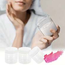 4 piezas Frascos de almacenamiento de plástico de 2.8 pulgadas/7 cm de diámetro con tapas, contenedores para pigmentos de pintura, tarros para cremas/máscaras, botellas para crema para los ojos/crema facial, envases cosméticos de tamaño de prueba transparentes de PET