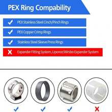 1_2" Poly PPSU Barb Crimp PEX Fitting, 30pcs PEX Fitting Combo, 10pcs Each Elbows Tees Straight Couplings, No Lead (30pcs, 1_2" Combo) - ColorB - 查看 5