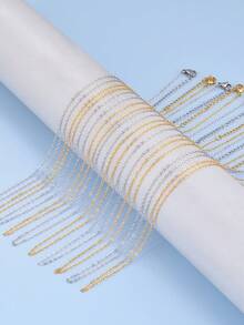 10pcs Stainless Steel O-Ring Chain Set, Suitable For Pendant Necklaces - Multicolor - View 5