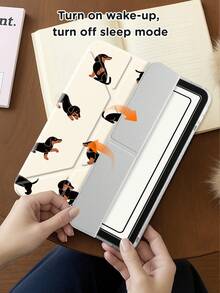 Funda de tableta de cristal transparente de acrílico con diseño de cachorro de dibujos animados de doble cara, compatible con Samsung Galaxy Tab A9, iPad Air 11 pulgadas (M2) 2024 e iPad de 10.a generación - resistente a golpes, con ranura para lápiz, función de suspender/activar, soportes plegables - regalo perfecto para Navidad, vacaciones y Año Nuevo