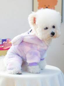 1 件宠物衣服，可爱小狗/小猫服装，小型犬/幼犬秋冬保暖舒适服装 - 紫色独角兽 - 彩色 - 查看 3