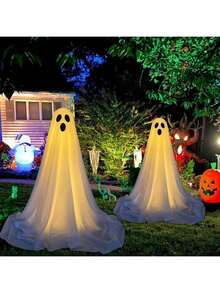 LED Light Up Ghosts, Halloween Decorations, Prints, Front Porch Patio Scary Standing Ghosts - Warm Color - View 4