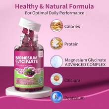 Magnesium Glycinate Gummies 1000mg - Sugar Free Magnesium Potassium Supplement With Vitamin D, B6, CoQ10 For Calm Mood &Amp; Sleep Support - 180 Mango Pineapple - Tên hương vịC - Xem 2