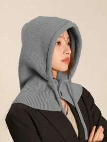 1 件装披肩针织帽冬季保暖弹力柔软护耳针织滑雪帽拉法帽无耳帽