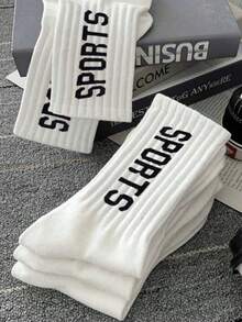 5 双男士百搭轻便舒适个性化字母印花中筒袜（1/2/3/4/5/6/10/20 双） - 彩色 - 查看 2