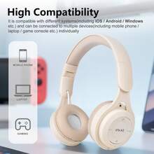New Arrival Wireless Headphone With Hi-fi Stereo, Heavy Bass, Hd Calling, Foldable Design, Portable For Girls, Macaron Style, Ideal Gift - Apricot - View 7