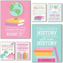 W3Z7 Hadley Designs 6 Social Studies Classroom Decorations – US History Posters Elementary, Middle School And High School, Durable World History Wall Art Teachers - Pastel Classroom Decor - 1 - View 4
