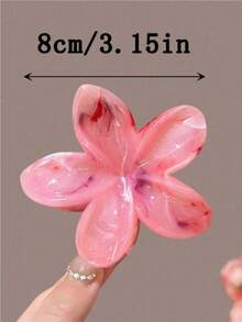 3 件女士粉色和绿色渐变色大号 8 厘米/3.15 英寸花朵发夹，轻质塑料，时尚、优雅、简约、纯色，适合日常、休闲、派对、通勤、度假、发髻、马尾辫、洗脸、化妆、服装配饰、学校用品、大学