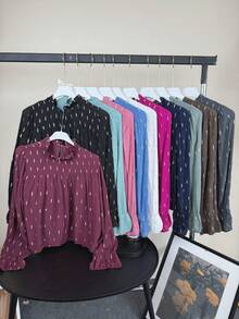 Hermiss blusa para  otoño , Detalles metálicos dorados y goma  fruncida a talla única para una S/M/L . entrega estimada 1-3dias laborable (península) - Burdeos - Ver 5