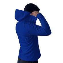 Chamarra Antifluidos Caballero dos bolsillos al frente bolsa en pecho gorro temporada invierno cierre frontal largo - Azul Cadete - Ver 3