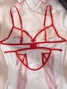 2 Pieces Women's Nurse Cosplay,Nurse Headwear,Sheer&Backless,Lace Up,Side Slit,Babydolls,Sexy Nightgown,Sexy Lingerie Set