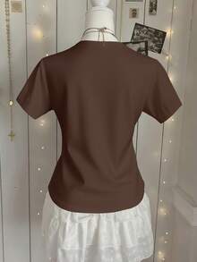 JOYY Rhinestone Shiny Long Horn Cow T-Shirt, Cow Skull Bohemian Style Unique Rhinestone Decor Women Loose Crew Neck Short Sleeve T-Shirt, Suitable For Outdoor Gatherings, Parties, All Seasons