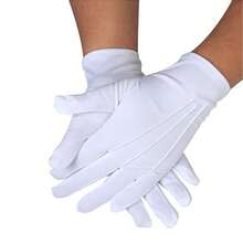 1 Pair White Three-Stripe Ceremonial Gloves, Breathable Sweat-Absorbing Parade Gloves, Traffic Security Guard Duty Gloves, Party Costume Gloves - White - View 6