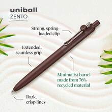 Uniball Zento - Bolígrafos retráctiles de de gel líquido, punta media (0.mm), barriles bohemios, negra, docena - 1 - Ver 3