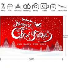 1 pieza Pancarta de fondo navideño, 82.7*59.1/59.1*39.4/39.4*29.5 pulgadas Fondo rojo navideño Fondo Feliz Navidad Adecuado para fiesta de Navidad, fotografía, cartel de pared, cartel de jardín, decoración de Navidad, Año Nuevo, Nochebuena