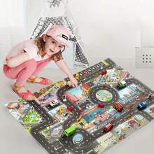 1pc Carpet Landscape Map, Popular Civilization City And Parking Lot Game, City And Road Themed Waterproof Water Game Carpet Map, Waterproof And Moisture-Proof Non-Woven Fabric, School Supplies - Multicolor - View 7