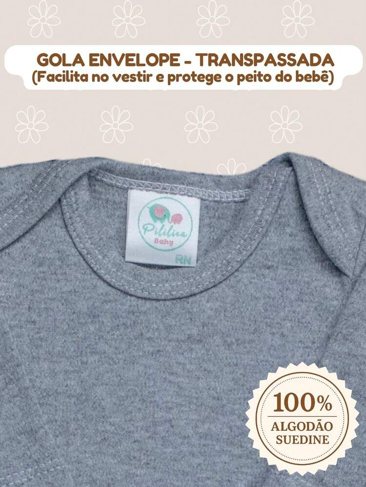 2-Piece Baby Girl Boy Unisex Bodysuit And Romper Kit 100% Cotton Suedine - 灰色 - 查看 2