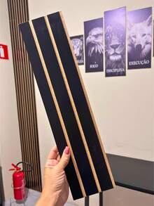 Kit 20 Madeiras Ripada  Placa Painel Decorativo  Quarto Sala MDF 45x11 cm - Envio Imediato - Preto - Visão 2