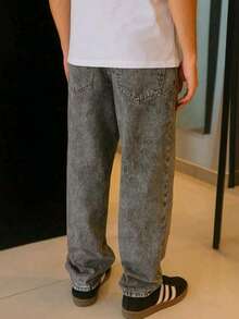 Dazzling Men's Original Plus Size Wide Leg Jeans - Marbled - View 2
