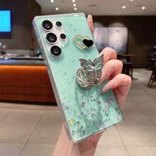 Bowknot Stand Glitter Luxury Phone Case Compatible With IPhone 6/7/8/X/XS/XR/11/12/13/14/15/16/16e, Compatible With Samsung Galaxy S22/23/24/25/S24 FE/S25 EDGE, A04/05/06/A14/A15/A16/A24/A25/A34, Compatible With Redmi Note 7/8/9/10/11/12/13, Compatible With Redmi 9/10/12/13C, Compatible With Honor X, HW, Compatible With Realme C53 C55 - Green - View 1