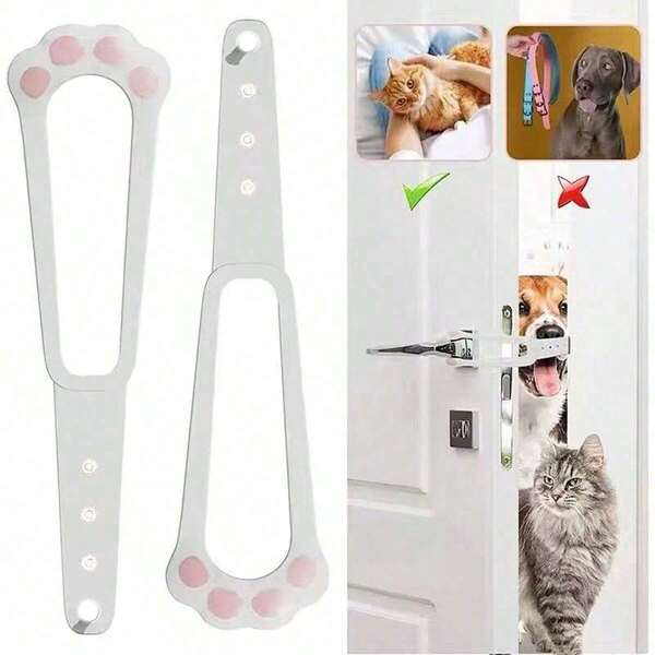 1pc Pet Cat Door Latch Lock, Cat Entrance Stopper Prevents Dog Entry, Adjustable Elastic Door Lock, Easy Installation, Dog Barrier